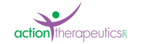 A purple and green logo for therape