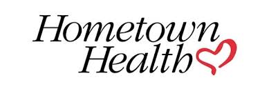 A black and white image of the hometown health logo.